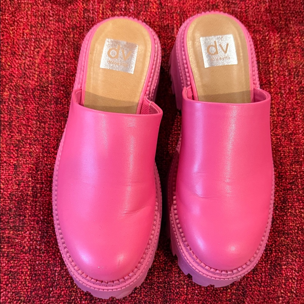 DV by Dolce Vita Hot Pink Leather Mules